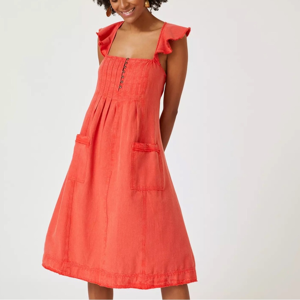 Pilcro Coral flutter sleeve Midi Dress size m - Picture 5 of 8
